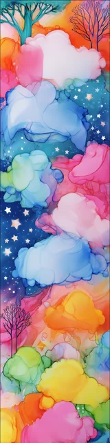 Free printable abstract cloud art bookmark featuring abstract neon clouds